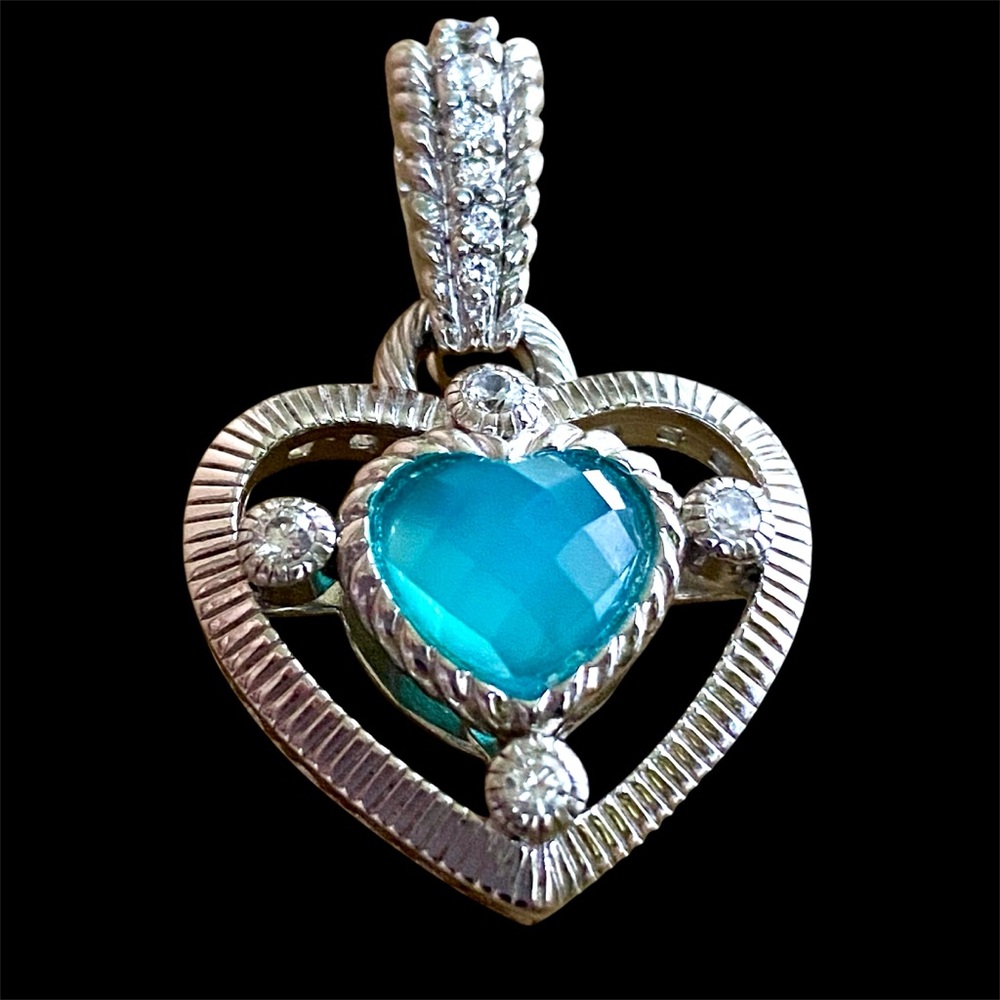 Silver Heart Pendant with Blue Gemstone